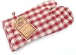 Red Gingham Oven mitt potholder gloves. French Country Style