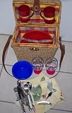 Rope/Wicker Picnic Wine Basket for 4