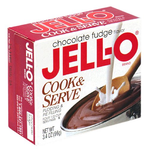 Jell-O Cook & Serve Pudding & Pie Filling, Chocolate Fudge, 3.4-Ounce Boxes (Pack of 24)