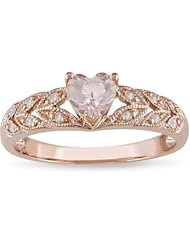 10k Rose Gold Accent Diamond and Morganite Ring (0.06 Cttw, G-H Color, I2-I3 Clarity)