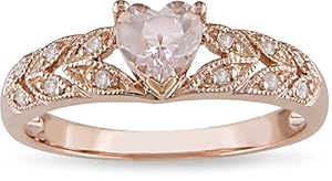 10k Pink Gold .06ct TDW Diamond and Morganite Ring