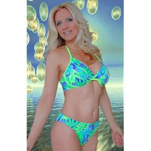 Aqua Hawaiian Palms Print Women's Full Coverage Swimsuit Bottom