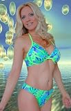 Aqua Palms Print Women's Full Coverage Swimsuit Bra Top