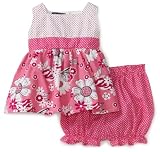 So La Vita Baby-girls Newborn Dot Flower Print Yoke Dress