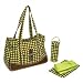 Kalencom Buckled Pocket Diaper Tote - Heavenly Dots Choc/Green