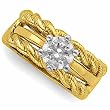 14Kt Yellow Gold Stylish Lace Rope Bridal Ring Guard Enhancer (Center stone is not included)