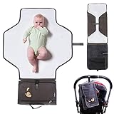 IntiPal コンパクトおむつ替えマット チャイルドシート ベビー用おでかけ防水シーツ チャイルドシート 携帯用折り畳み式 耐久撥水(グレー)