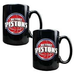 Detroit Pistons NBA 2pc Black Ceramic Mug Set - Primary Logo by Great American Products