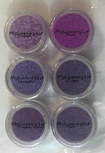 Lot of 6 Purple Soap &amp; Cosmetic Making 3g Jar Colorants in Matte Orchid Violet Lavender Plum &amp; Mica &amp; Glitter Purples