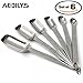 AEDILYS Set of 6 Best Measuring Spoons for Dry & Liquid Ingredients - Narrow Shape to Fit in Spice Jars - Perfect for Baking & Cooking -Professional Quality with Engraved U.S & Metric Sizes (6 Piece)