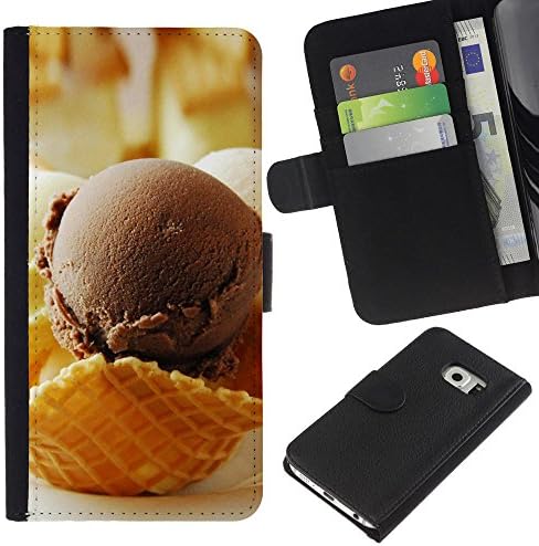 LECELL--Leather Flip Wallet Card Slots Smartphone Holder Protection For Samsung Galaxy S6 EDGE -- Chocolate Ice Crea --