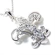 Silvertone Clear Crystal Fleur De Lis Pendant Necklace Fashion Jewelry