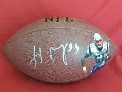 New England Patriots Jerod Mayo Autographed Custom NFL Photo Football, Proof Photo of Jerod Signing for Us.