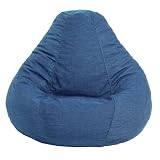 Print and Plush Indigo Denim Adult Size Bean Bag Chair By Elite Furniture