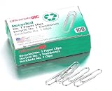 Officemate Recycled No. 1 Paper Clips, Pack of 10 Boxes of 100 Clips Each (99961)