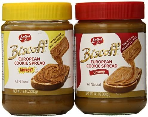 Biscoff Spread Combo - 1 Smooth (14.1 oz.) and 1 Crunchy (13.4oz.) by Lotus Bakeries