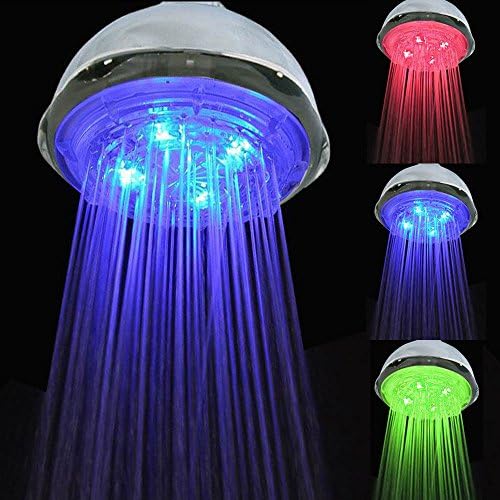 Temperature Sensor Water Flow Powered Color Changing LED Bath Shower Head New