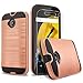 Moto E Case, Moto E 2nd Gen Case, 2-Piece Style Hybrid Shockproof Hard Case Cover + Circle(TM) Stylus Touch Screen Pen And Screen Protector-Rose Gold