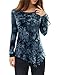 Allegra K Women's Tie Dye Irregular Hem Shirt Round Neck Long Sleeves Casual Top X-Large Blue