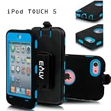 E-LV Full Protection Armor Defender Series Case shell with belt clip holster for iPod Touch 5 5th Generation (Blue, Ipod Touch 5)