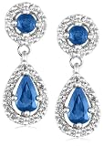 14k White Gold Diamond and Sapphire Dangle Earrings (1/10 cttw, G-H Color, I1 Clarity)