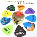 Gold Plectrum Holder and 10 guitar Plectrums