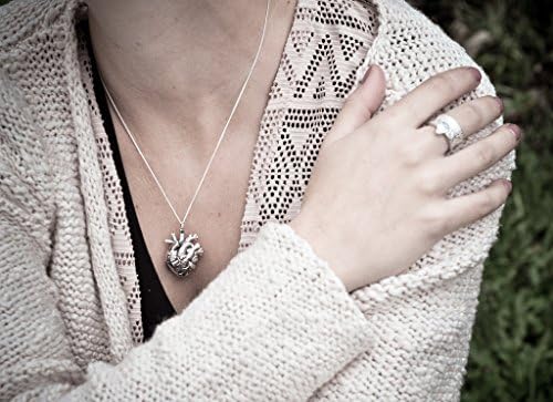 Justine Brooks Silver Earth Gold Colored Mini Anatomical Heart Necklace