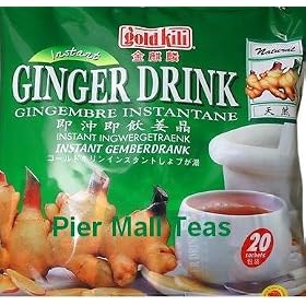 Gold Kili All Natural Instant Ginger Caffeine Free Herbal Tea Drink Sampler Pack (20 Sachets) - 12.6 Oz