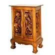 Handmade Asian Furniture - 24" Vintage Roses Storage Cabinet / Nightstand - Natural Finish