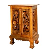 Handmade Asian Furniture - 24" Vintage Roses Storage Cabinet / Nightstand - Natural Finish