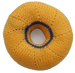 Handmade Musical Baby Rattle - Singing Yellow and Blue (Knitted by Hand)