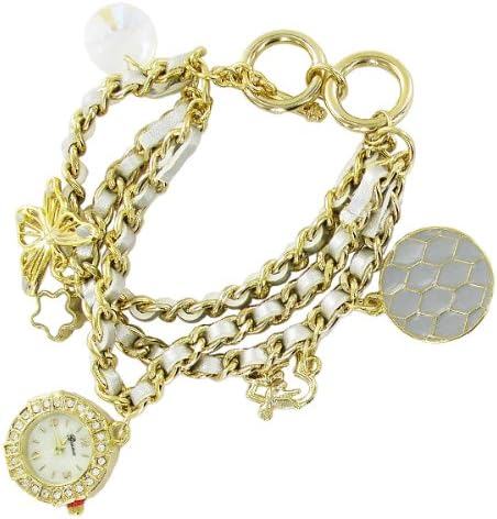 Geneva Elite Women's Multi-strand Bracelet Charm Watch-Gold-Silver