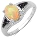 0.80 ct. t.w. Opal and Black Spinel Ring in Sterling Silver