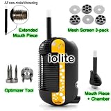 518CChpsC8L. SL160  ULTIMATE ACCESSORY COMBO: iolite Portable Cordless Handheld Vaporizer YELLOW + Optimizer Tool + Extended Mouth Piece + Mouth Piece & Chamber + Mesh Screen 3 pack