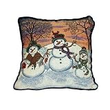 Snowman Christmas Holiday Tapestry Toss Pillow