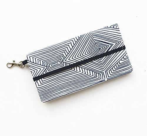 Kailo Chic Extra Large Cell Phone Wallet - Navy &amp; White Print with Crossbody Strap