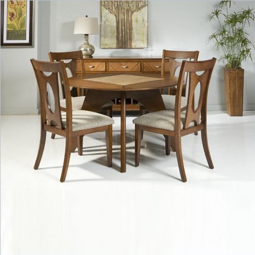 Legacy Commercial Mid-Century Modern 5-Piece Round Dining Set with Stone Insert