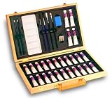 Oil Paint Art Set In Hardwood Box Has Everything Needed To Begin Painting