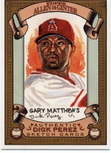 2007 Topps Allen and Ginter Dick Perez Sketches #14 Gary Matthews - Los Angeles Angels (Baseball Cards)