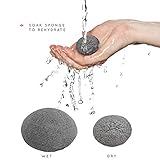Facial Konjac Sponge + Charcoal Soap with Jojoba & Rosehip Essential Oils in Gift Box ♥ With Activated Bamboo Charcoal ♥ Deep Cleansing ♥ Gentle Exfoliation ♥ 100% Natural ♥ Money Back Guarantee