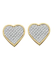 10K Yellow Gold 0.33CT White Diamond Heart Pave Earrings