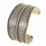 Gold Burnished Elaborate Cuff Bangle Fashion Bracelet