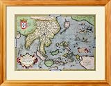 Map of India to New Guinea, circa 1570-1603 Framed Art Poster Print by Abraham Ortelius, 32x26