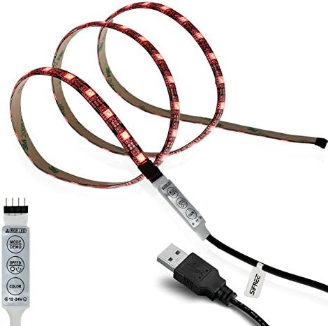 Yeahplus SMD5050 RGB USB LED Light Strip Flexible Adhesive Back Tape for HDTV TV Monitor Decoration Multi-color Changing USB Powered LED Accent Light(Black PCB)