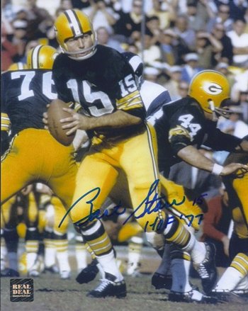 Bart Starr Autographed Green Bay Packers 8x10 Photo with 