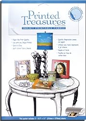 Dritz Printed Treasures Peel and Stick Ink Jet Fabric Sheets, White, 3-Pack