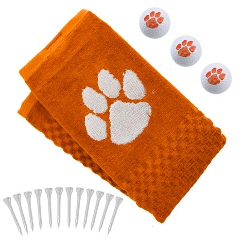 Clemson Tigers Embroidered Golf Towel, Golf Balls Tees Gift Set