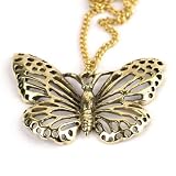 Vintage brass gold butterfly of pendant chain necklace by 81stgeneration
