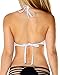 iHeartRaves White Disco Trim Sheer Mesh Keyhole Halter Rave Crop Top (One Size)