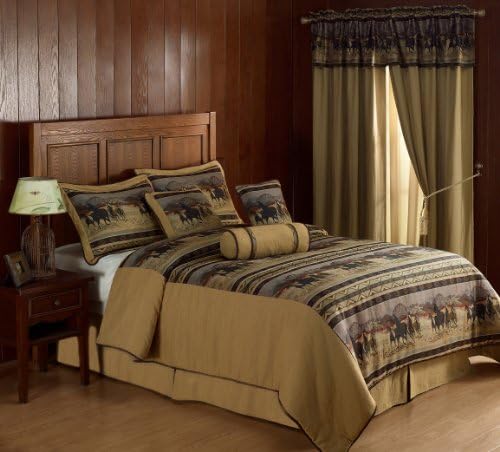 Chezmoi Collection Santa Fe Horses Cabin Lodge Tapestry 7-Piece Comforter Set, Queen
